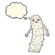 cartoon spooky ghost with thought bubble N39