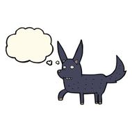 cartoon wild dog with thought bubble N6