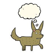cartoon wild dog with thought bubble N7