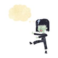cartoon zombie girl with speech bubble
