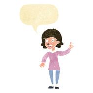 cartoon woman with idea speech bubble
