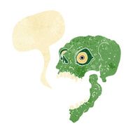 cartoon scary skull with speech bubble