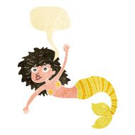 cartoon pretty mermaid with speech bubble