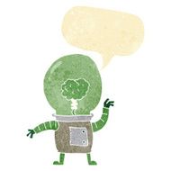 cartoon robot cyborg with speech bubble