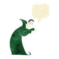 cartoon spooky vampire with speech bubble