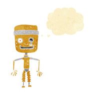 cartoon old robot with speech bubble