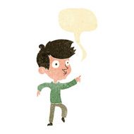 cartoon pointing boy with speech bubble