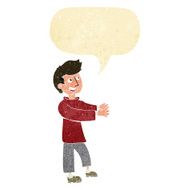 cartoon happy man with speech bubble