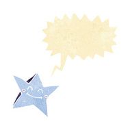 cartoon happy star character with speech bubble