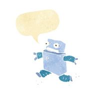 cartoon running robot with speech bubble