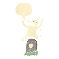 cartoon ghost rising from grave with speech bubble N2