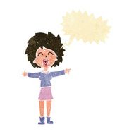 cartoon stressed out woman talking with speech bubble