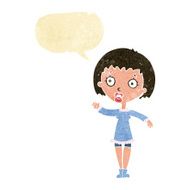 cartoon waving woman with speech bubble