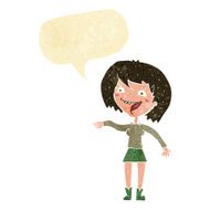 cartoon waving woman with speech bubble N2