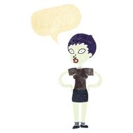 cartoon halloween girl with speech bubble