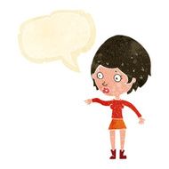 cartoon concerned woman reaching out with speech bubble