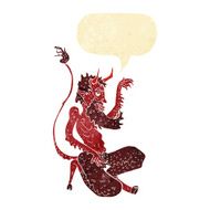 cartoon traditional devil with speech bubble