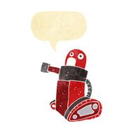 cartoon tank robot with speech bubble