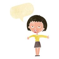 cartoon bored woman with speech bubble