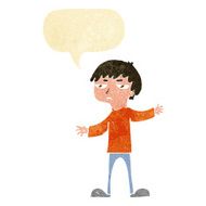 cartoon annoyed boy with speech bubble