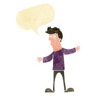 cartoon curious man with speech bubble