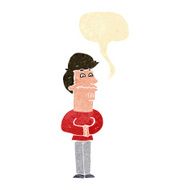 cartoon nervous man with speech bubble