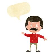 cartoon dad waving with speech bubble