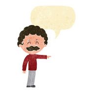 cartoon man with mustache pointing speech bubble