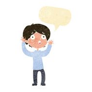 cartoon frightened man with speech bubble N2