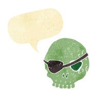 cartoon skull with eye patch speech bubble