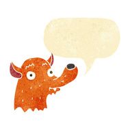 cartoon happy fox with speech bubble