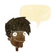 cartoon smiling man with speech bubble