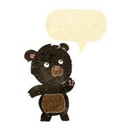 cartoon curious black bear with speech bubble