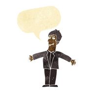 cartoon vampire man with open arms speech bubble