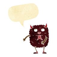 funny cartoon monster with speech bubble