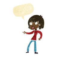 cartoon woman pointing with speech bubble N3