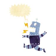 cartoon terrified robot with speech bubble