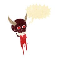 cartoon spooky halloween skull with speech bubble