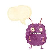 cartoon funny alien monster with speech bubble