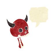 cartoon spooky skull with speech bubble N4