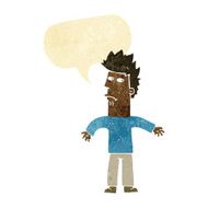 cartoon confused man with speech bubble