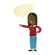 cartoon woman pointing with speech bubble N4