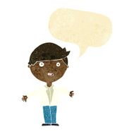 cartoon man in casual jacket with speech bubble