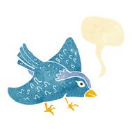 cartoon garden bird with speech bubble