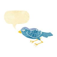 cartoon garden bird with speech bubble N2
