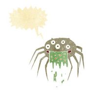 cartoon gross halloween spider with speech bubble
