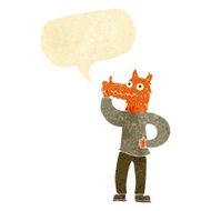 cartoon fox man with idea speech bubble