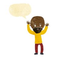 cartoon bearded man panicking with speech bubble