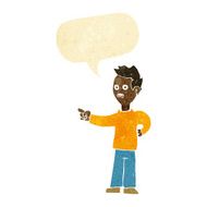 cartoon shocked boy pointing with speech bubble