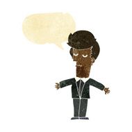 cartoon bored man with speech bubble